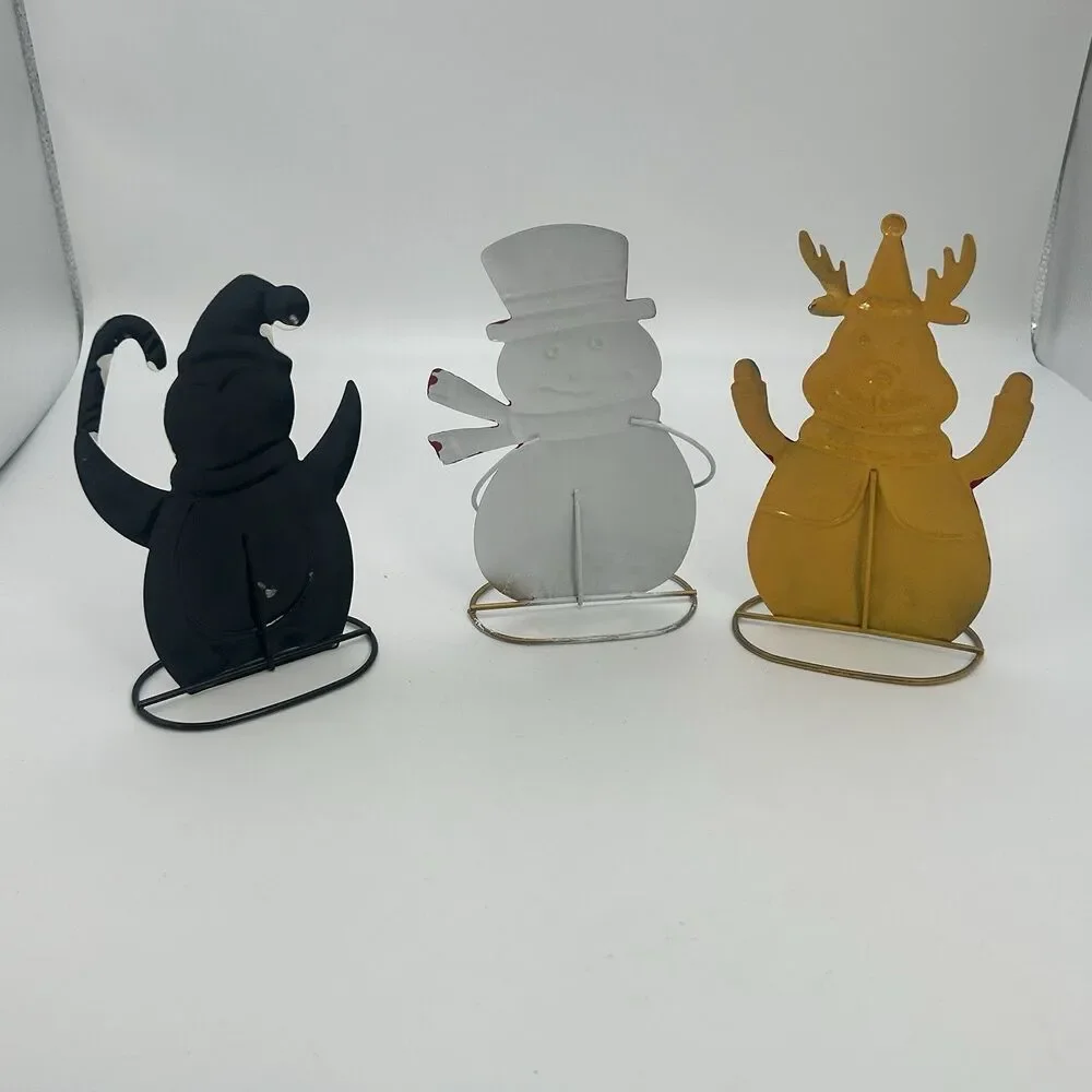 Lot of 3 Metal Christmas Decor Penguin Snowman Reindeer Holiday Tabletop Figures